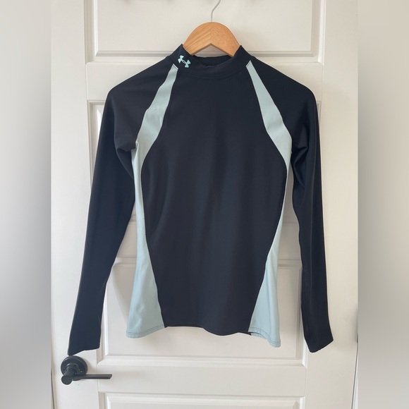 Under Armour Coldgear MockNeck Compression Top | Black/Blue | M - Picture 1 of 8